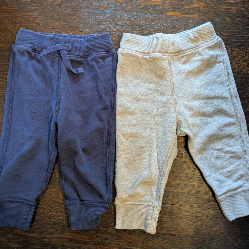 TWO Hanna Andersson Navy and Light Gray Baby Jogger Sweatpants